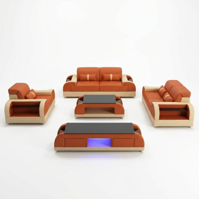Design Sofagarnitur 3 2 1 Sitzer Couchtisch 4 tlg.Wohnzimmer Set USB Komplett