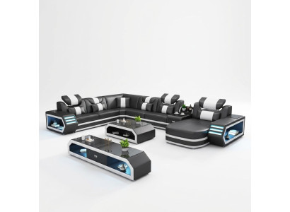 Polster Ecksofa Ausgefallene Wohnlandschaft eckgarnitur couchen sofas usb led