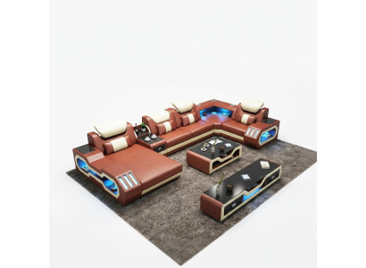 Ausgefallene Wohnlandschaft Ecksofa Polster eckgarnitur couchen sofas usb led