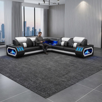 Ecksofa Polster Ecksofa L Form Couchtisch Sideboard Ledersofa Wohnlandschaft Neu