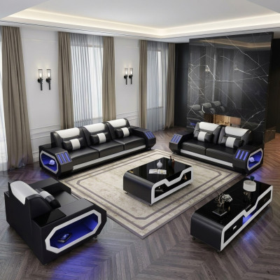 Komplett Set Sofagarnitur 321 Sitzer Couchtisch Design Wohnlandschaft 4tlg. neu