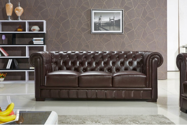 Dreisitzer Couch Polster Design Sofa Moderne 3er Sitz Sofas chesterfield braun