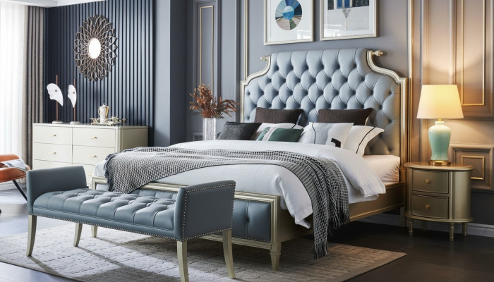 Ein hochwertiges Designer-Bett im Chesterfield-Stil für Ihr Schlafzimmer 