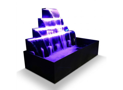 Wasserfall Pool Anlage Brunnen Edelstahl Wasserspiele Schwimmbecken Dekoration