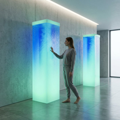 Wasser Säule 60x200cm Wasserwand Säulen Wand Trennwand Led
