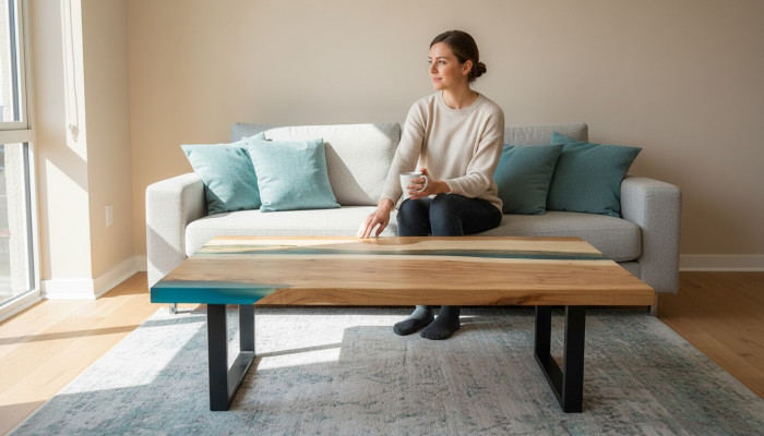 Couchtisch River Table Epoxidharz Massiv Tische 120x70 Flusstisch Echtes Holz