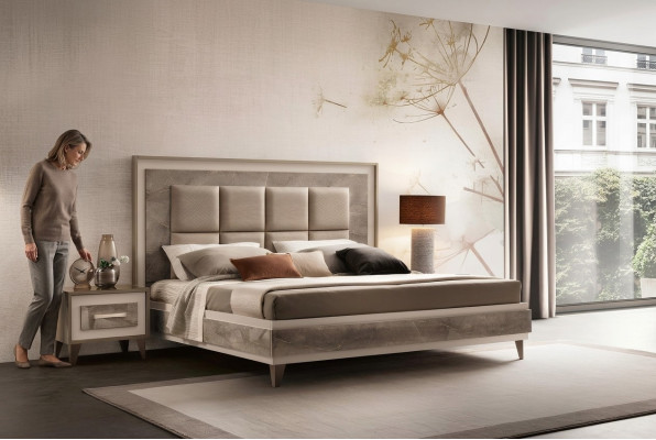 Schlafzimmer 3 tlg. Set Bett 2x Nachttisch Konsole Betten Hotel arredoclassic