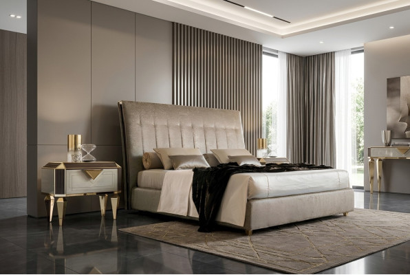Bett 2x Nachttisch 3 tlg. Schlafzimmer Set Designer Luxus Betten Hotel Komplett