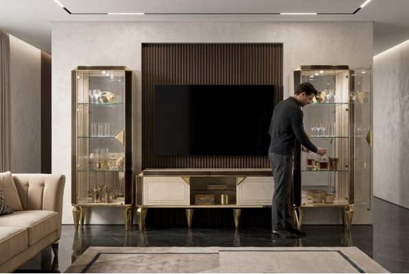 Wohnwand Set Vitrinen Vitrine Kommode Wohnzimmer Möbel Einrichtung Garnitur Set