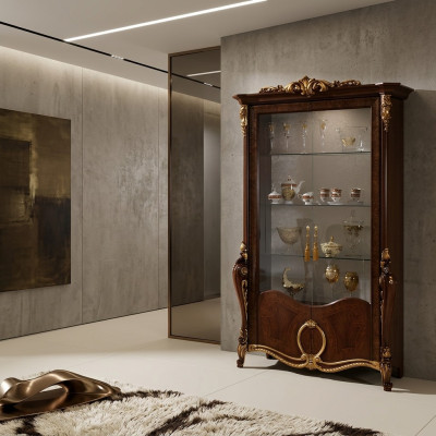 Wohnzimmer Möbel Klassische Holz Glas Vitrine Glasschrank Schrank Vitrinen Neu