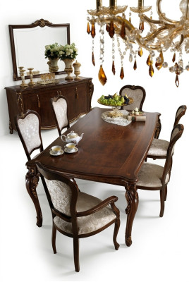 Klassischer Esstisch Tisch Holz Esszimmer Garnitur 2x Stuhl mit Armlehne 3 tlg.