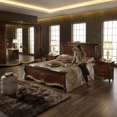 Bett Polster Klassische Doppelbett 180x200cm Holz Hotel Betten Schlafzimmer Neu