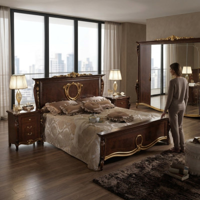 Klassisches Schlafzimmer Set Bett 2x Nachttisch Luxus Betten Möbel 3tlg Holz Neu