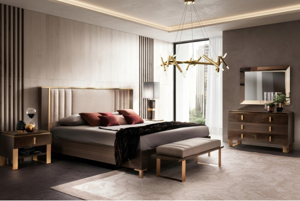 Design Schlafzimmer 6 tlg. Komplett Set Bett Nachttisch Kommode Arredoclassic