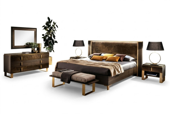 Schlafzimmer Set Bett 2x Nachttisch Kommode Betten Doppel Hotel Polster 6tlg.