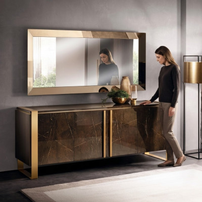 Konsolen Tisch Kommode mit Spiegel Luxus Klasse Möbel Set Konsole 2tlg. Holz Neu