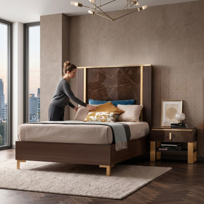 Bett Nachttisch Schlafzimmer Polsterbett Klassisch Designer Möbel arredoclassic