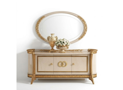 Anrichte + Spiegel Anrichte Schlafzimmer Kommode Barock Rokoko arredoclassic neu