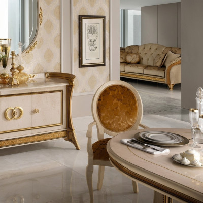 Stuhl Design Wohnzimmer Esszimmer Holz Stühle Polster Armlehne arredoclassic