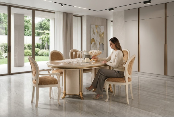 Italienisches Esszimmer Set Garnitur Stuhl Esstisch Gruppe 7tlg. arredoclassic
