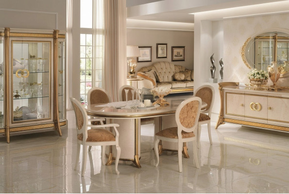 Italienisches Esszimmer Set Garnitur Stuhl Esstisch Gruppe 7tlg. arredoclassic