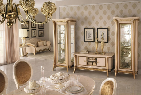 Wohnzimmermöbel Set Wohnzimmer Sideboard 2x Vitrine 3tlg. Wohnwand arredoclassic