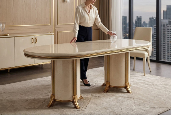 Esszimmer Wohnzimmer Klassisch Beige arredoclassic Esstisch Design Tisch Holz