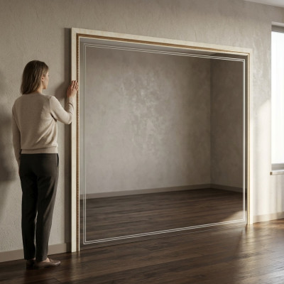 Spiegel Wandspiegel Designer Dielen Wohnzimmer Holz Design 270x215 arredoclassic