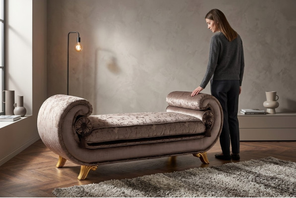 Wohnzimmer Lounge Möbel Klassische Design Sofa Braun Textil Chaiselongue Neu