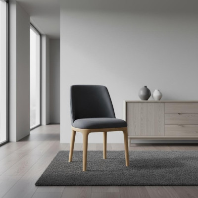 Design Stuhl Lehnstuhl Polster Stühle Lounge Massiv Holz Textil Holz Sessel Neu