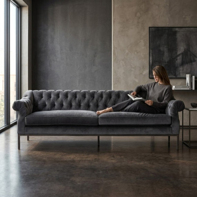 Chesterfield Sofa Couch Polster Stoff Deko Leder Couchen Polster Garnitur