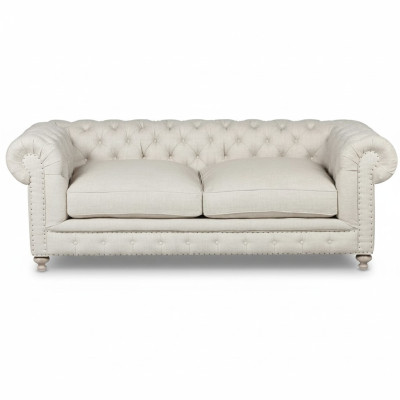 Weißer Polster Chesterfield 3-Sitzer Luxus Wohnzimmer Sofa