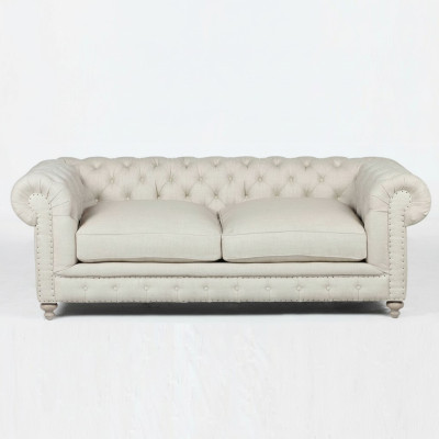 Weißer Chesterfield Luxus Dreisitzer Moderner 3-er Wohnzimmer Couch
