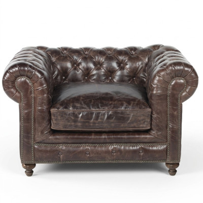 jvmoebel ® - Leder Sofa Couch - Braun Sessel Polster Einsitzer Couch Garnitur