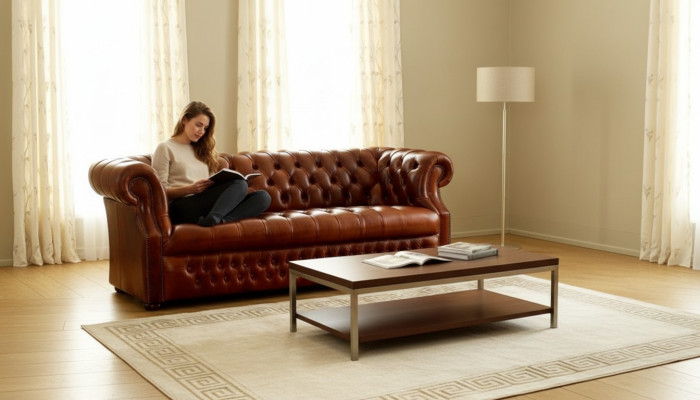 Brauner Chesterfield Dreisitzer Designer 3-Sitzer Sofa Stilvolle Couch