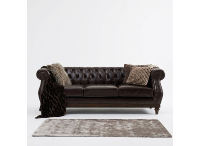 Chesterfield Designer Brauner 3-Sitzer Luxus Wohnzimmer Sofa
