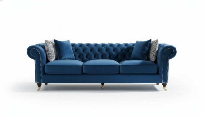 Blaues Chesterfield Sofa Luxus Wohnzimmer Couch Stoffsofa