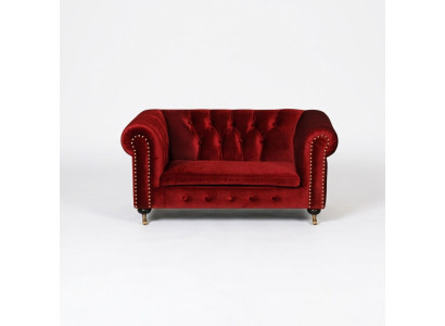 Rote Barock Sofa Couch - Chesterfield Stoff 2 Sitzer Leder Textil jvmoebel ® NEW