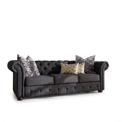 Leder Sofa Couch - Royal Grau Polster Dreisitzer Couch Garnitur Neu