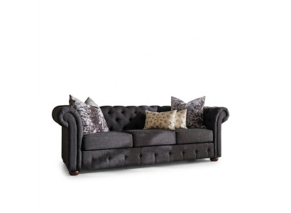 Leder Sofa Couch - Royal Grau Polster Dreisitzer Couch Garnitur Neu