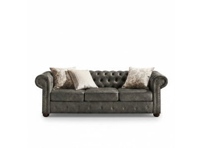 Chesterfield 3 Sitzer Klassische Luxus Barock Rokoko Sofa Textil Leder Couch Neu