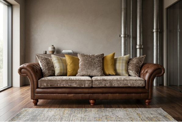 Klassische Luxus Barock Rokoko Sofa Couch Chesterfield Sofa Textil Leder Couch