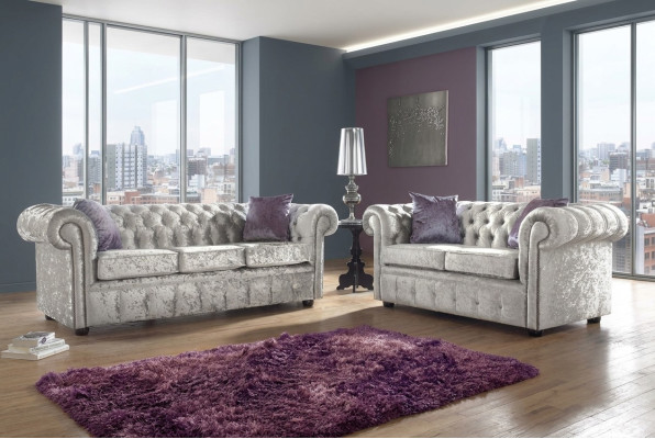 Sofagarnitur Chesterfield 3+2 Sitzers Klassische Barock Rokoko Sofa Textil Leder
