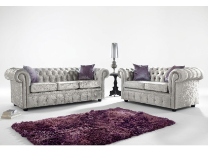 Sofagarnitur Chesterfield 3+2 Sitzers Klassische Barock Rokoko Sofa Textil Leder