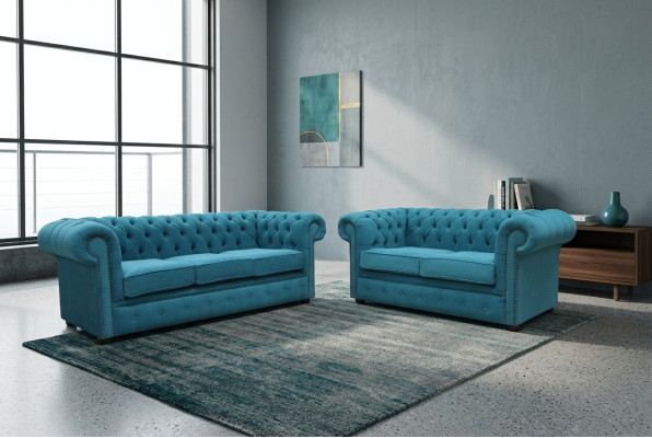 Sofagarnitur 3+2 Sitzers Klassische Luxus Sofa Couch Chesterfield Textil Leder