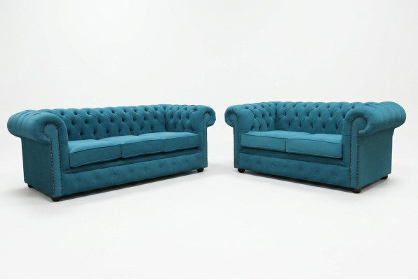 Sofagarnitur 3+2 Sitzers Klassische Luxus Sofa Couch Chesterfield Textil Leder