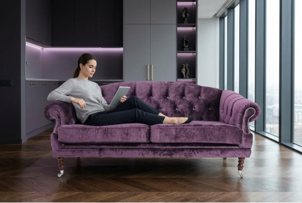 Barock Rokoko Sofa Couch Textil Samt Chesterfield - Designer Couchen