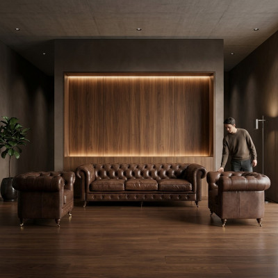 Sofagarnitur 3+1 Sitzer Couch Polster Sitz Chesterfield Couchen Textil Leder Neu
