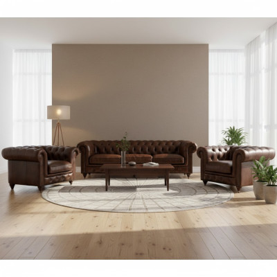 Sofagarnitur 3+1 Sitzer Couch Polster Sitz Chesterfield Couchen Textil Leder Neu
