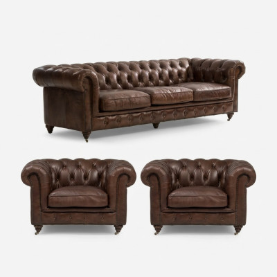 Sofagarnitur 3+1 Sitzer Couch Polster Sitz Chesterfield Couchen Textil Leder Neu